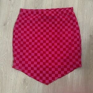 Nastygal Mini Skirt Checkered Pink Red